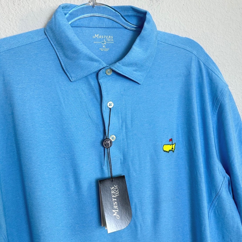 Masters Tech Mens XL Light Blue Performance Golf Polo Shirt UPF 30 Augusta NWT
